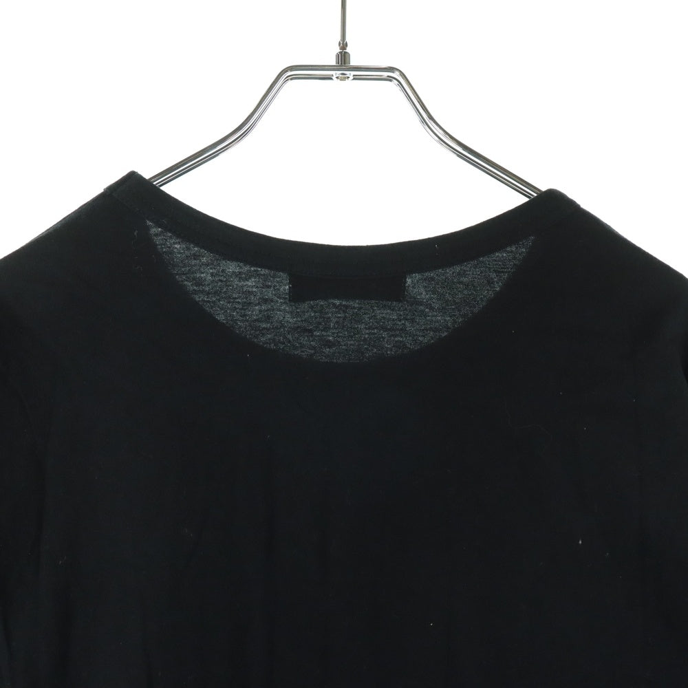 Yohji Yamamoto POUR HOMME(ヨウジヤマモト プールオム) 22AW コーマ天竺 顔料プリント ロングスリーブTシャツ 長袖カットソー フロントプリント ブラック HE-T40-084
