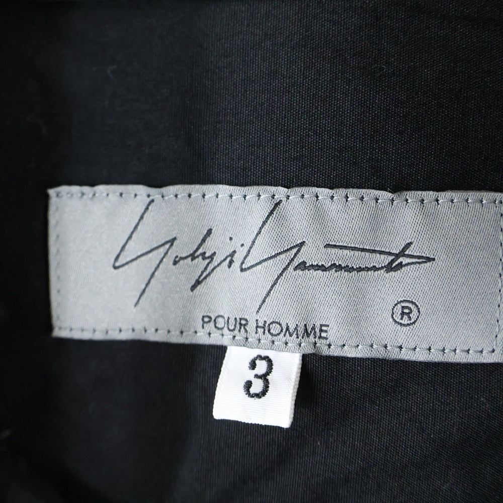 Yohji Yamamoto POUR HOMME(ヨウジヤマモト プールオム) 21AW コットンシャツ ロングシャツ 長袖シャツ ネックベルト 胸ポケット ブラック HX-B55-005