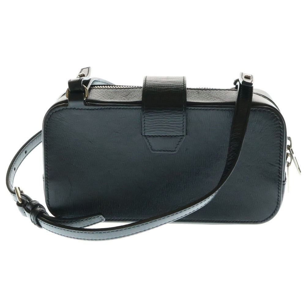 BALENCIAGA(バレンシアガ) バックルロゴ タック レザー ショルダーバッグ ブラック