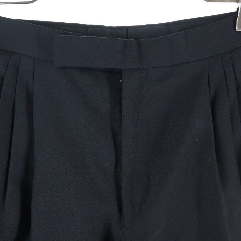 NO BRAND(ノーブランド) 90s MADE IN DOMINICAN REPABLIC 3タック スラックス テーパード ボトム パンツ ブラック