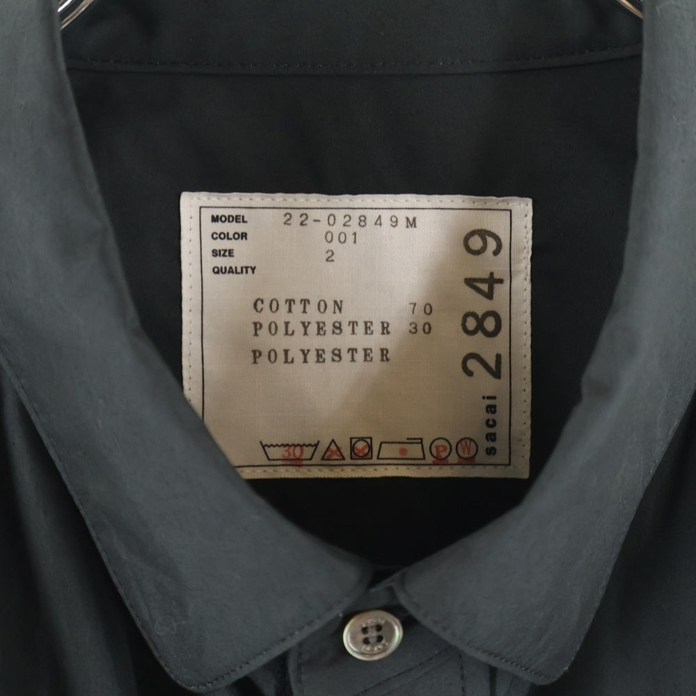 Sacai(サカイ) 22AW COTTON L/S SHIRT コットン 長袖シャツ ブラック 22-02849M