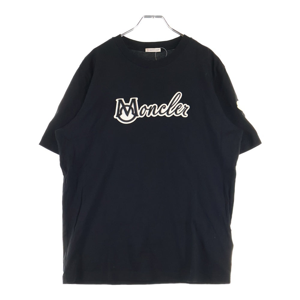 MONCLER(モンクレール) Heren Varsity Logo Tee SS 半袖 クルーネック Tシャツ ブラック K10918C00011 89AJS