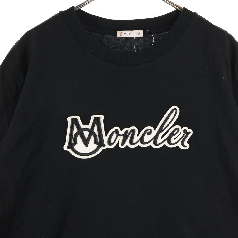 MONCLER(モンクレール) Heren Varsity Logo Tee SS 半袖 クルーネック Tシャツ ブラック K10918C00011 89AJS