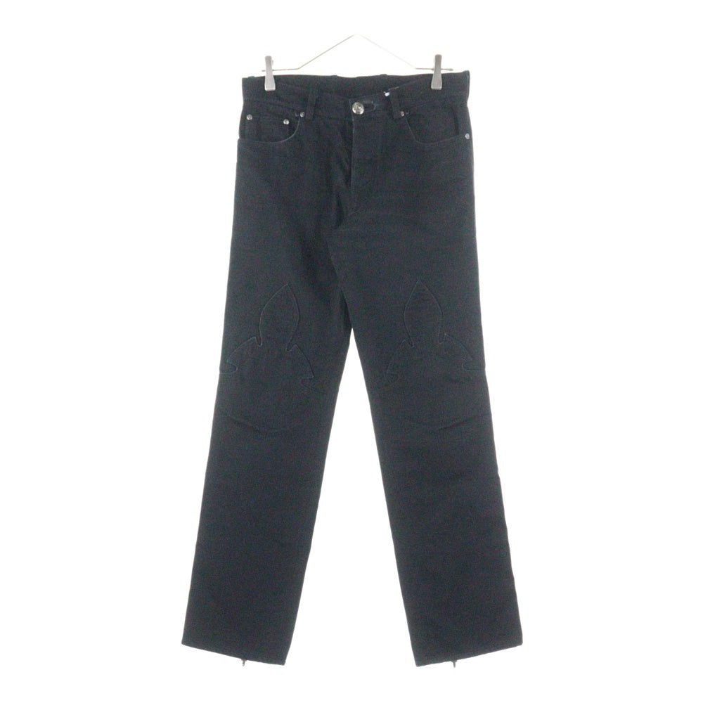CHROME HEARTS(クロムハーツ) FLEURKNEE DNM PANTS フレアニー ステッチダガージップデニムパンツ ブラック