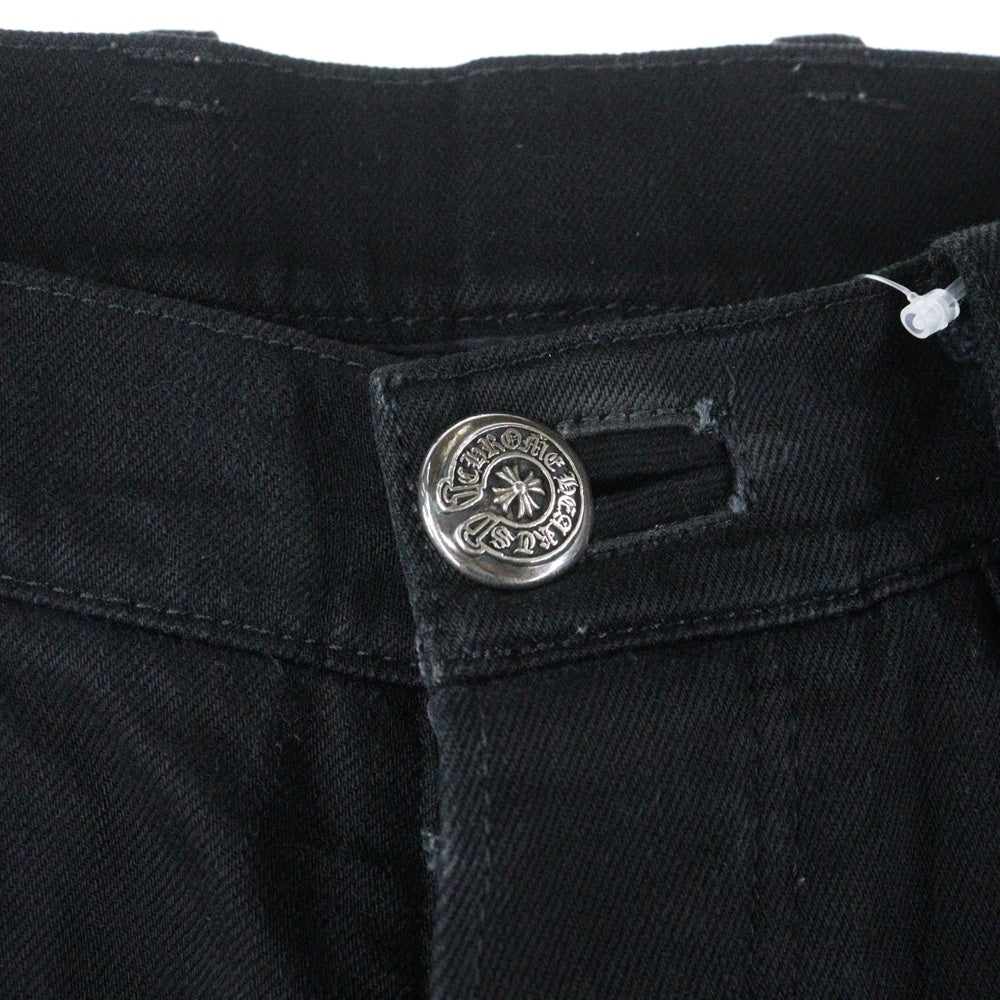 CHROME HEARTS(クロムハーツ) FLEURKNEE DNM PANTS フレアニー ステッチダガージップデニムパンツ ブラック