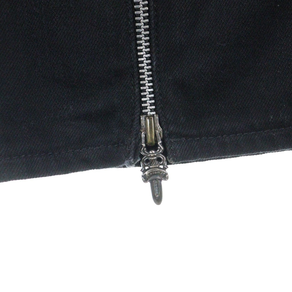 CHROME HEARTS(クロムハーツ) FLEURKNEE DNM PANTS フレアニー ステッチダガージップデニムパンツ ブラック