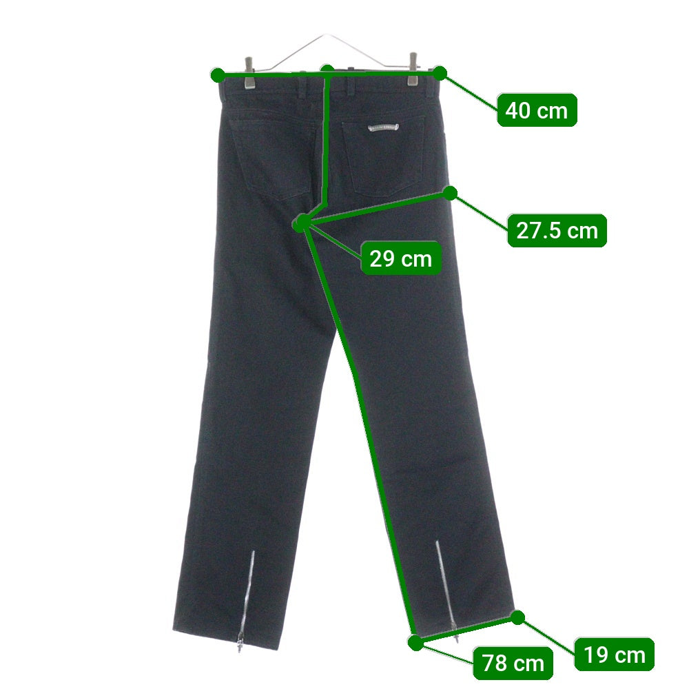 CHROME HEARTS(クロムハーツ) FLEURKNEE DNM PANTS フレアニー ステッチダガージップデニムパンツ ブラック