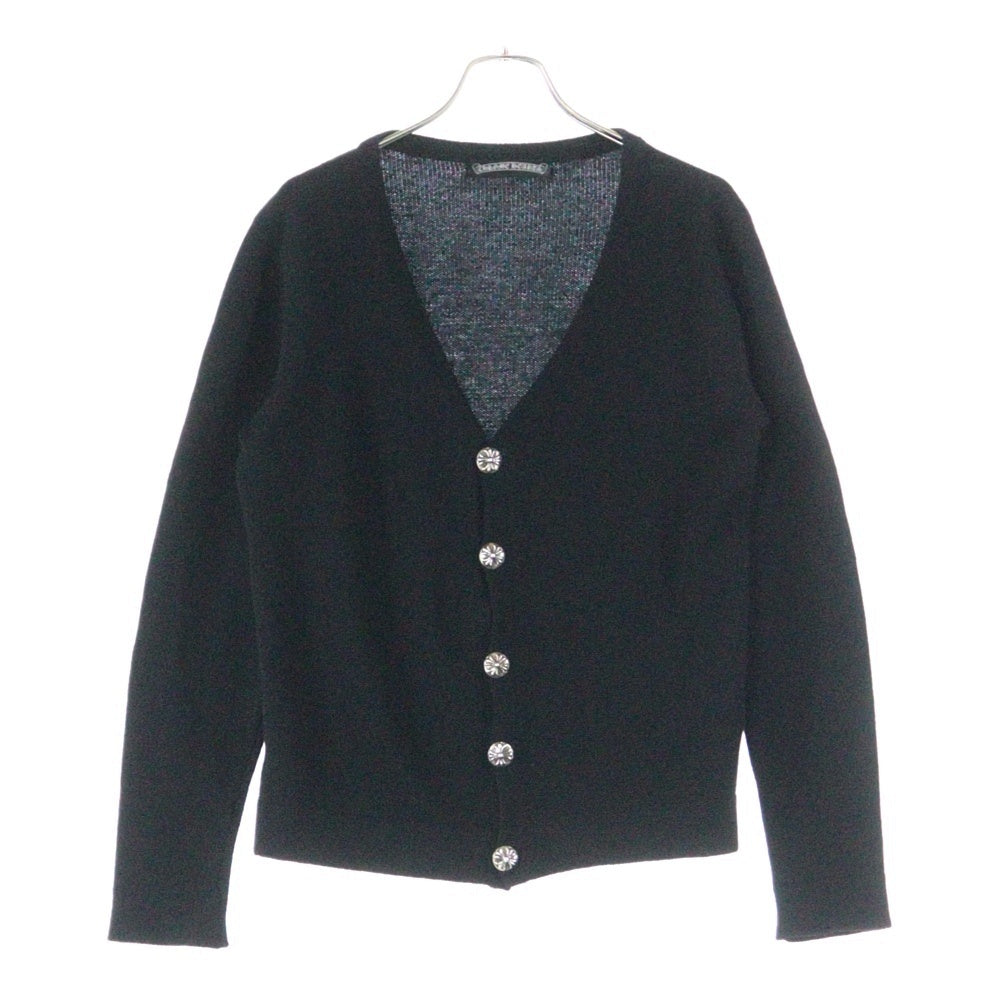 CHROME HEARTS(クロムハーツ) スクロールラベル クロスパッチ付き クロスボールボタン カシミヤニットカーディガン ブラック