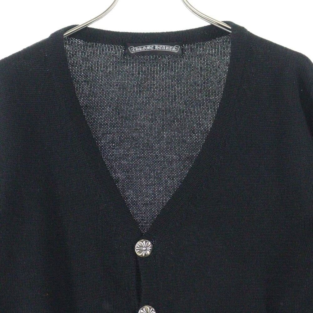 CHROME HEARTS(クロムハーツ) スクロールラベル クロスパッチ付き クロスボールボタン カシミヤニットカーディガン ブラック