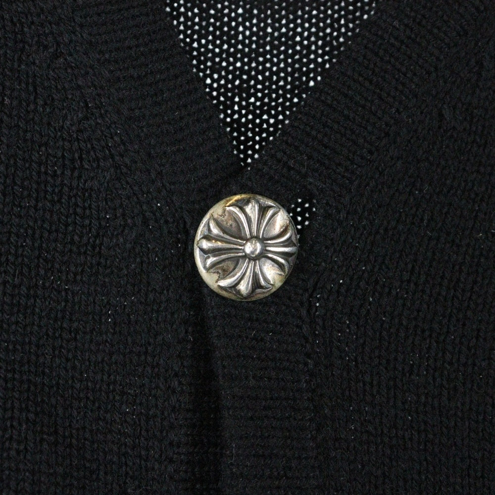 CHROME HEARTS(クロムハーツ) スクロールラベル クロスパッチ付き クロスボールボタン カシミヤニットカーディガン ブラック
