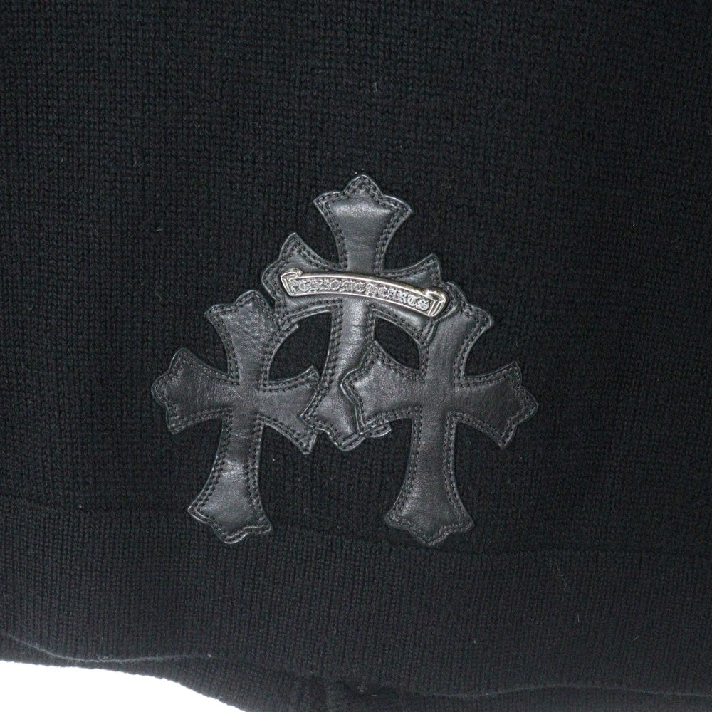 CHROME HEARTS(クロムハーツ) スクロールラベル クロスパッチ付き クロスボールボタン カシミヤニットカーディガン ブラック