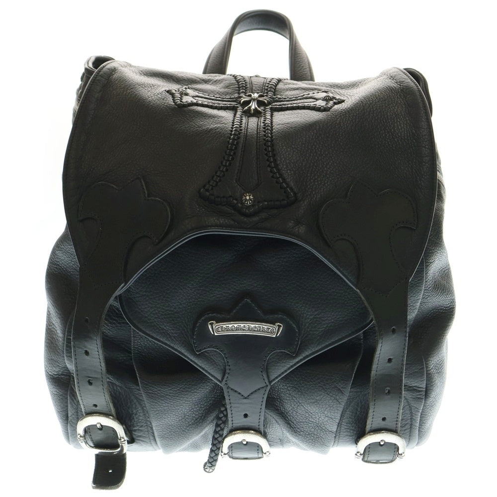 CHROME HEARTS(クロムハーツ) BACKPACK CH CROSS-L ラージバックパック CHクロス付きガンスリンガーストラップレザーバックパック ブラック