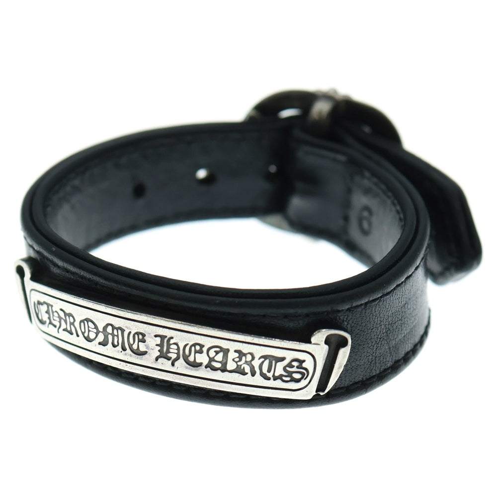 CHROME HEARTS(クロムハーツ) GUNSLINGER LEATHER CUFF BRACELET W/SCROLL CHスクロールラベル レザーブレスレット シルバー/ブラック