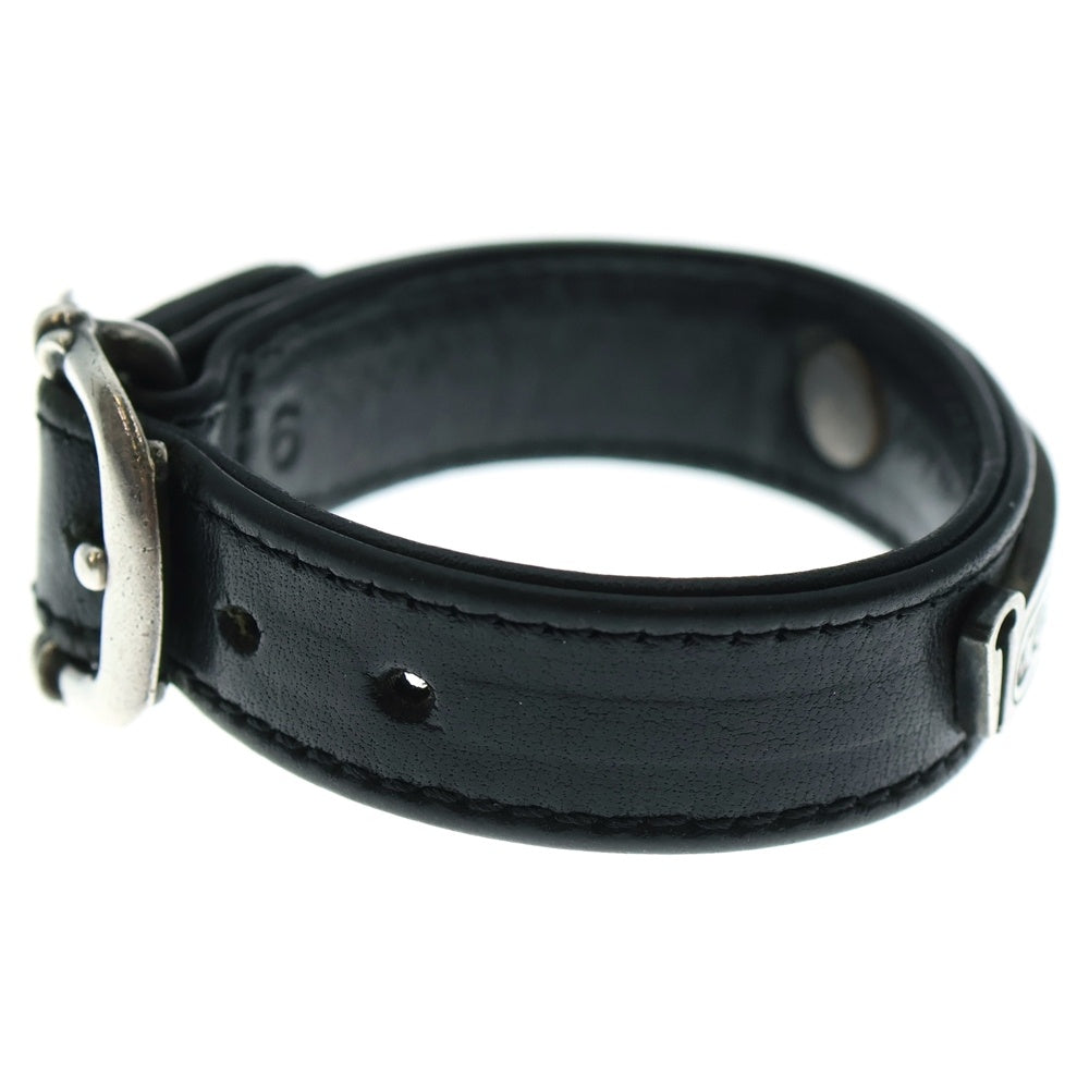 CHROME HEARTS(クロムハーツ) GUNSLINGER LEATHER CUFF BRACELET W/SCROLL CHスクロールラベル レザーブレスレット シルバー/ブラック