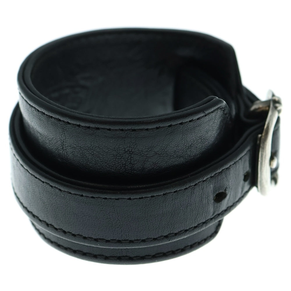 CHROME HEARTS(クロムハーツ) RR TINY BUCKLE ロックンロール レザーブレスレット ブラック/シルバー