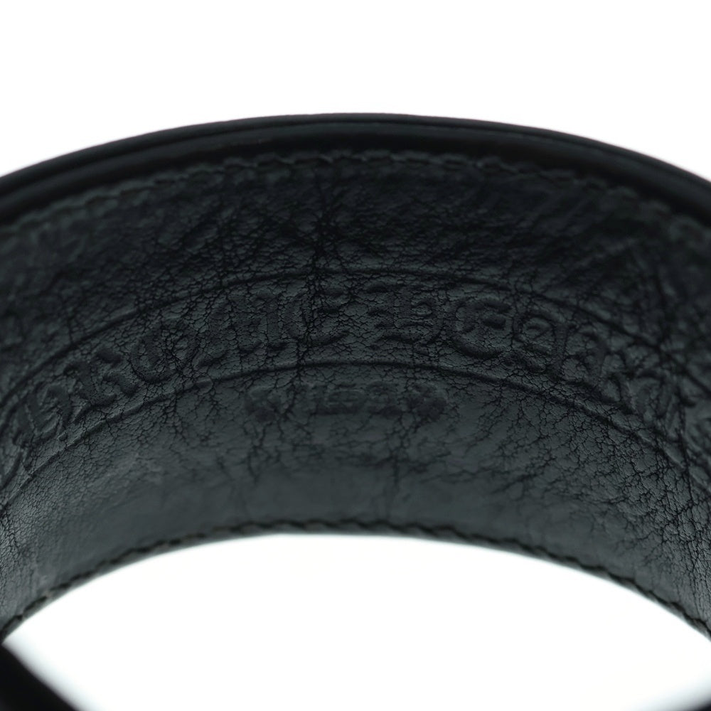 CHROME HEARTS(クロムハーツ) RR TINY BUCKLE ロックンロール レザーブレスレット ブラック/シルバー