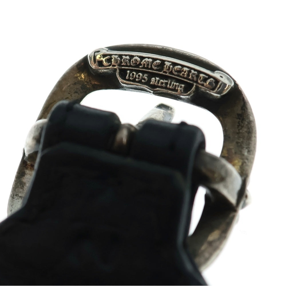 CHROME HEARTS(クロムハーツ) RR TINY BUCKLE ロックンロール レザーブレスレット ブラック/シルバー