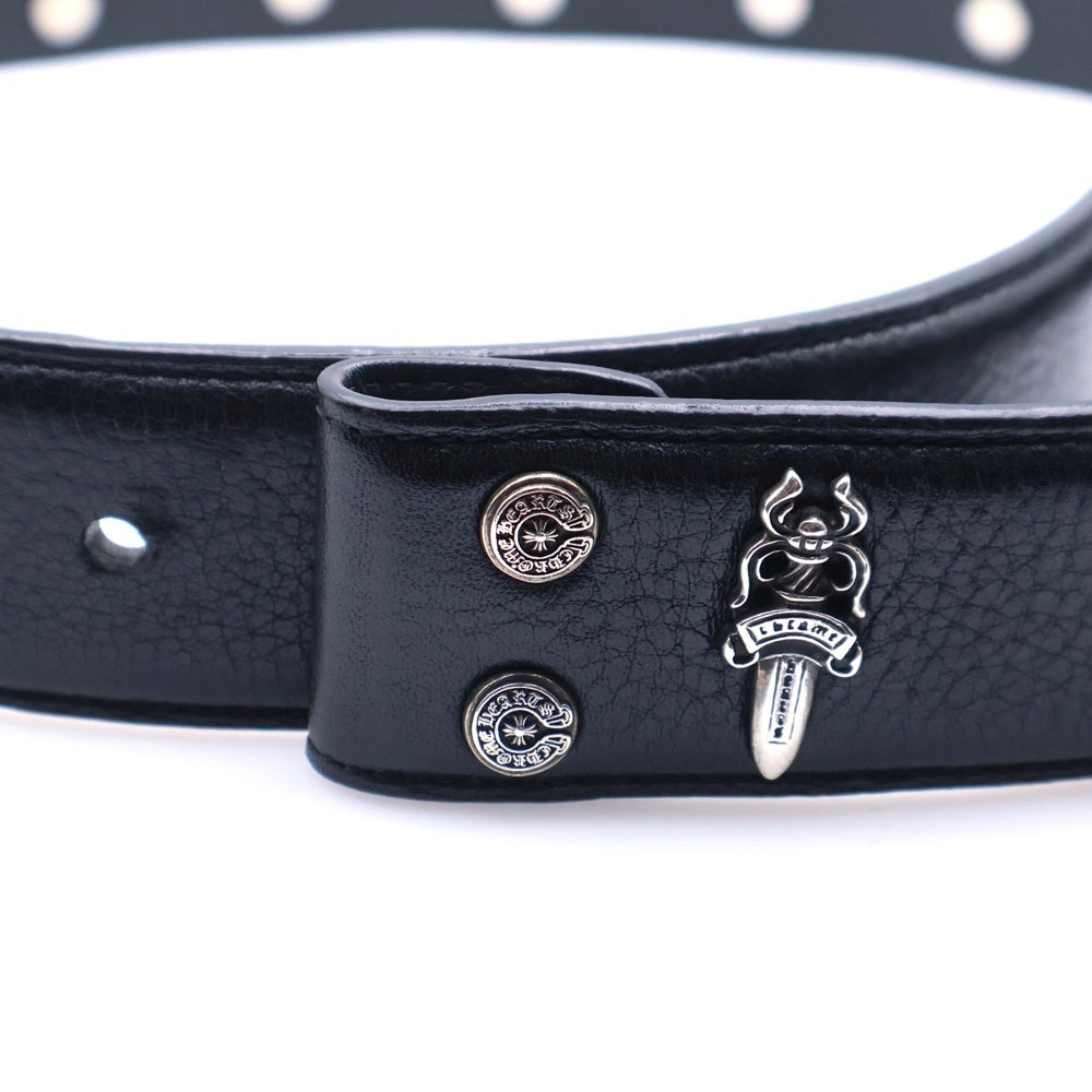 CHROME HEARTS(クロムハーツ) STRAP No5 DGGR #5ダガーローデット レザーベルト ブラック/シルバー