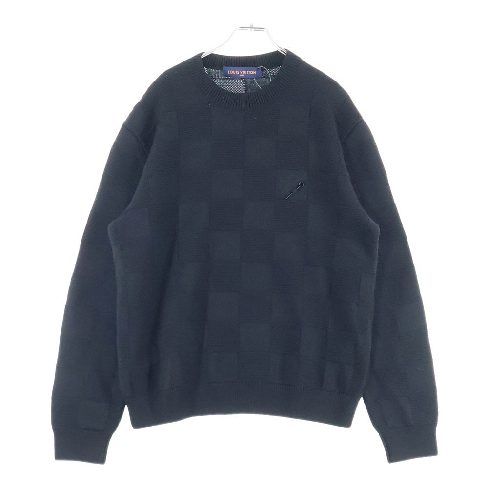 LOUIS VUITTON(ルイヴィトン) 22AW ダミエスティッチ クルーネック長袖ニット ブラック RM222Q TBY HNN41W