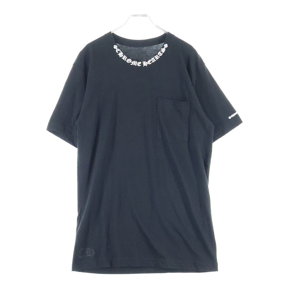 CHROME HEARTS(クロムハーツ) NECK LOGO S/S TEE ネック ロゴプリントTシャツ 半袖カットソー ブラック/ホワイト