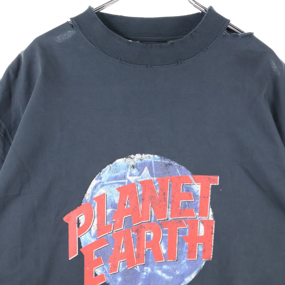 BALENCIAGA(バレンシアガ) PRANET EARTH OVERSIZED T-SHIRT ダメージ加工 プラネットアース オーバーサイズ半袖Tシャツ ブラック 787349 TRVC9