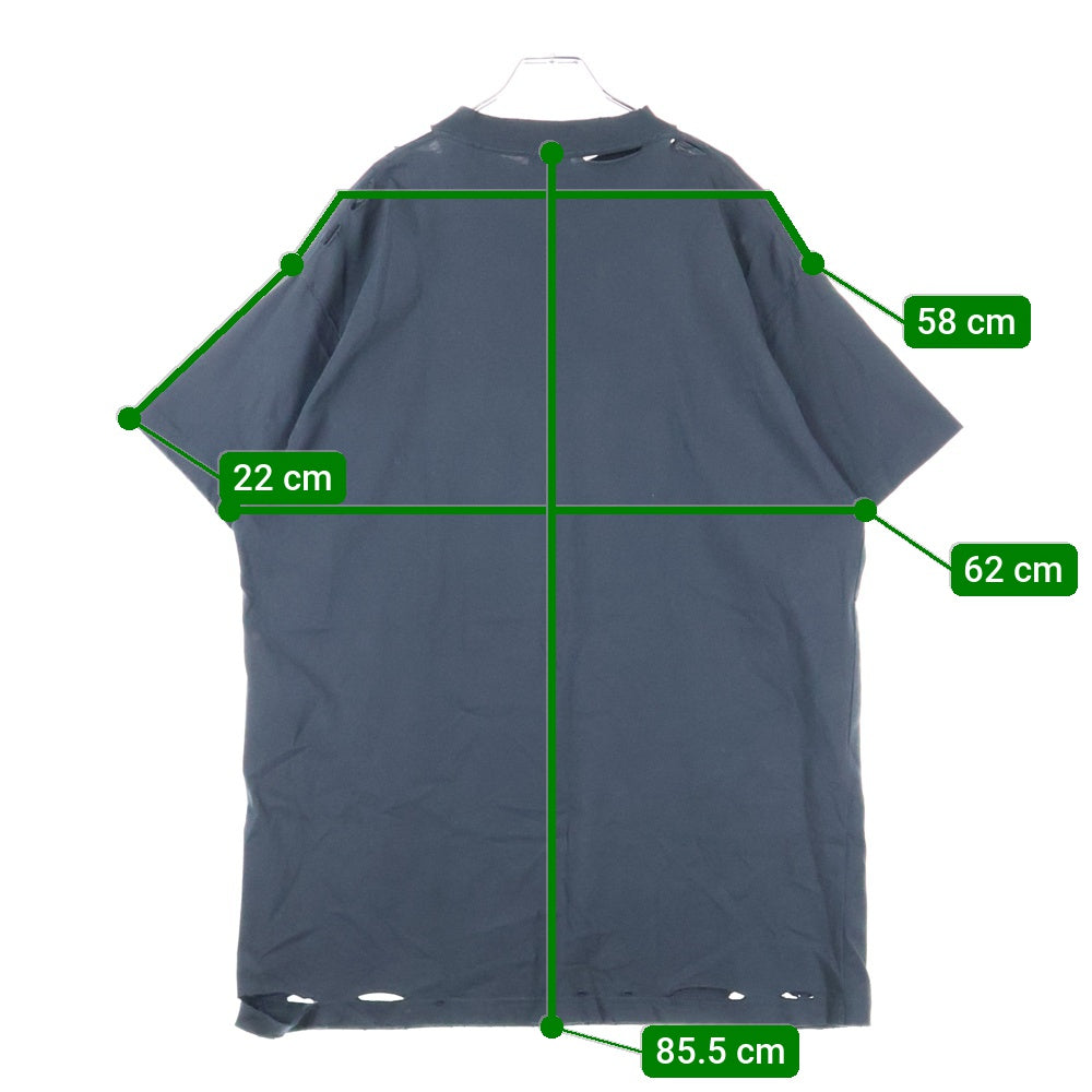 BALENCIAGA(バレンシアガ) PRANET EARTH OVERSIZED T-SHIRT ダメージ加工 プラネットアース オーバーサイズ半袖Tシャツ ブラック 787349 TRVC9