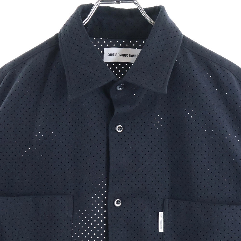 COOTIE PRODUCTIONS(クーティー プロダクションズ) Punching Faux Suede Work S/S Shirt パンチング スエード ワーク シャツ CTE-25S412 ブラック