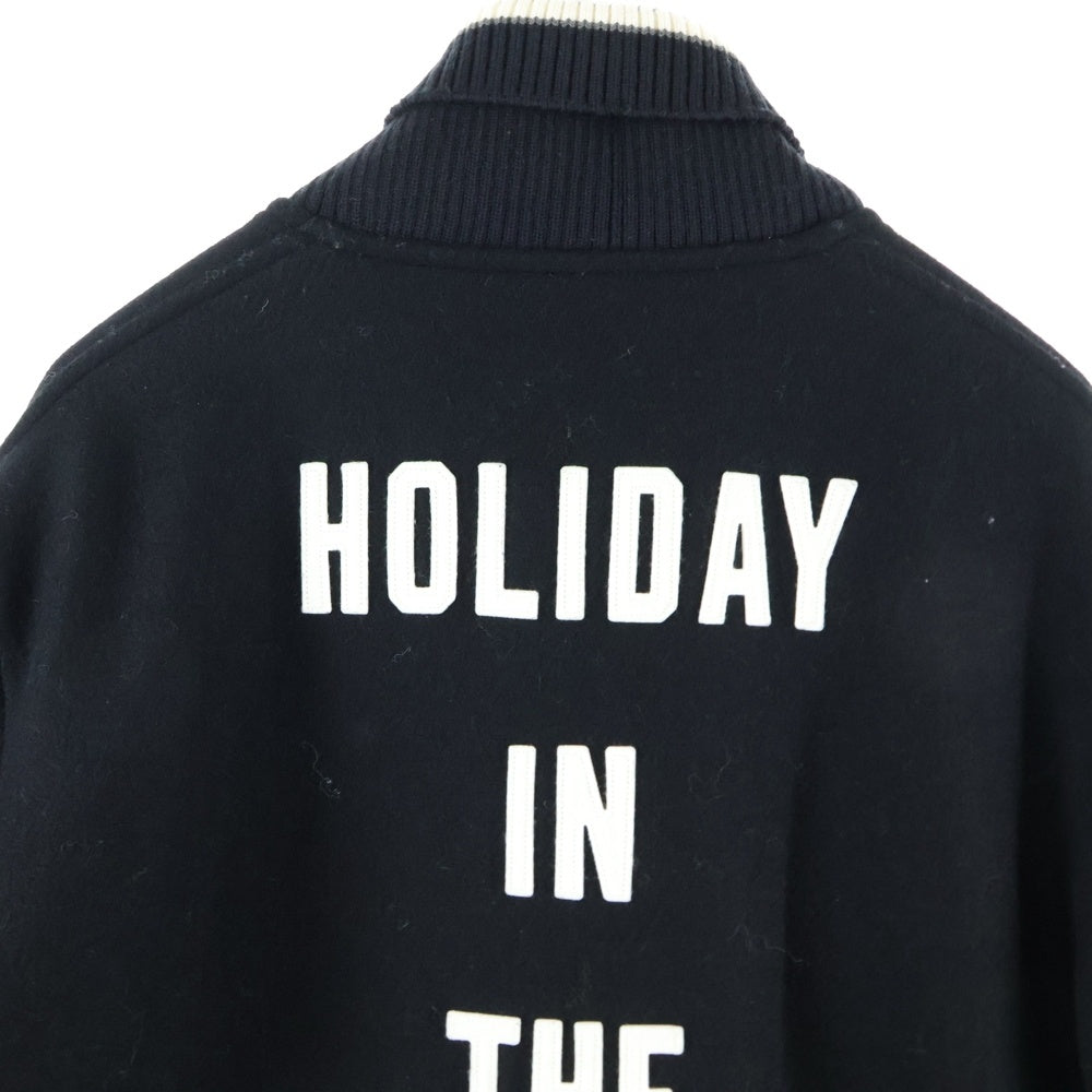 Mountain Research(マウンテンリサーチ) フロントAMロゴワッペン 袖レザー スタジアムジャケット ブラック MTR-2568