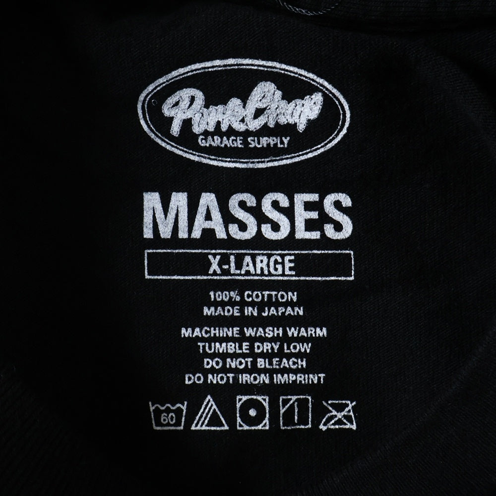 PORKCHOP(ポークチョップ) ×MASSES FLYING WEEL 両面プリント クルーネック 半袖Tシャツ ブラック