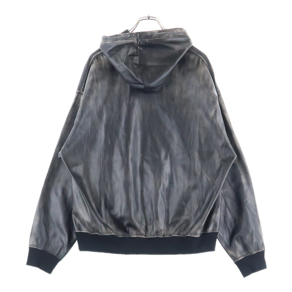 MAISON MIHARAYASUHIRO(メゾンミハラヤスヒロ) 23AW シンセティックレザー プルオーバー パーカー ブラック A11HD561