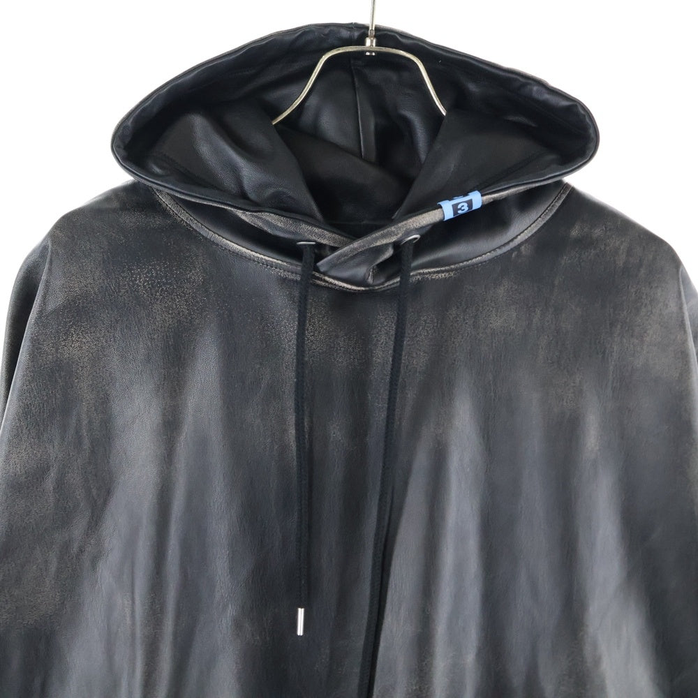 MAISON MIHARAYASUHIRO(メゾンミハラヤスヒロ) 23AW シンセティックレザー プルオーバー パーカー ブラック A11HD561