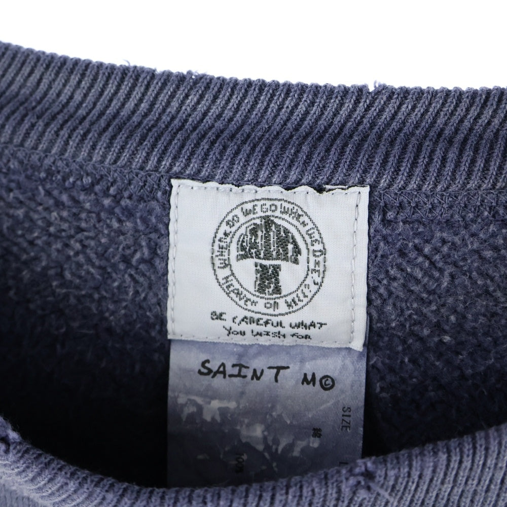 SAINT MICHAEL(セントマイケル) 21AW SKULL USED CREW NECK SWEAT スカルプリント ユーズド加工 クルーネックスウェットトレーナー SM-A21-0000-027