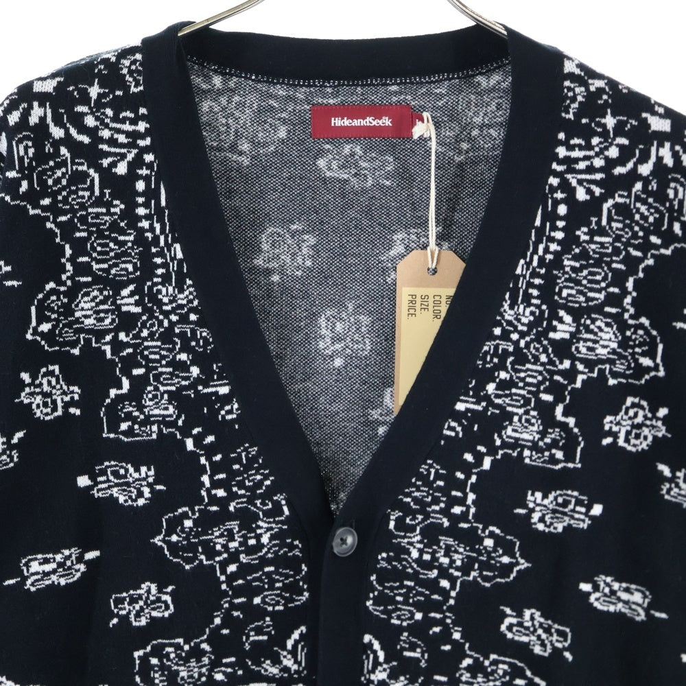 Hideandseek(ハイドアンドシーク) Total Pattern 総柄 コットン カーディガン ブラック HC-1006234