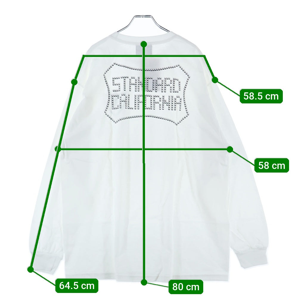 HTC(エイチティーシー) ×Standard California スタンダードカリフォルニア バックスタッズプリント クルーネック 長袖Tシャツ ホワイト