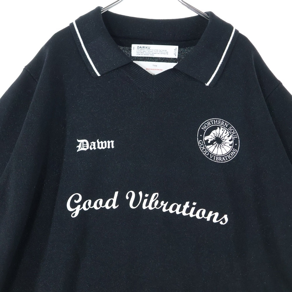 DAIRIKU(ダイリク) Lame Soccer Uniform Knit Pullover 半袖ゲームニットシャツ ブラック 23AW K-9