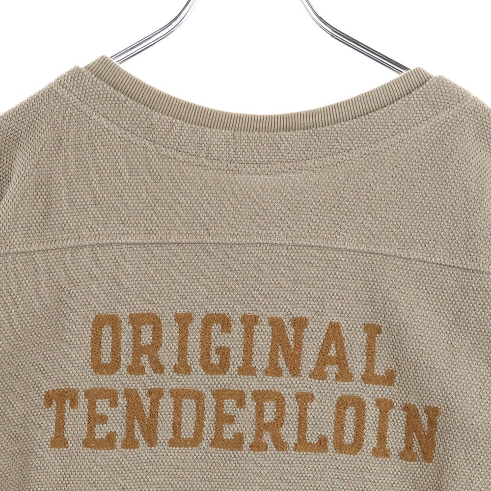 TENDERLOIN(テンダーロイン) MOSS STITCH NFL 鹿の子編み フットボール長袖シャツ ベージュ