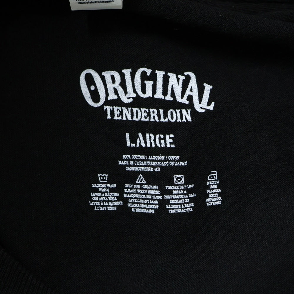 TENDERLOIN(テンダーロイン) 22SS 両面ロゴプリント クルーネック 長袖Tシャツ ブラック