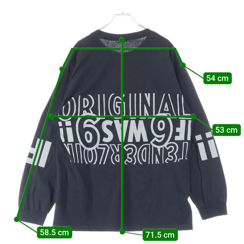 TENDERLOIN(テンダーロイン) 22SS 両面ロゴプリント クルーネック 長袖Tシャツ ブラック