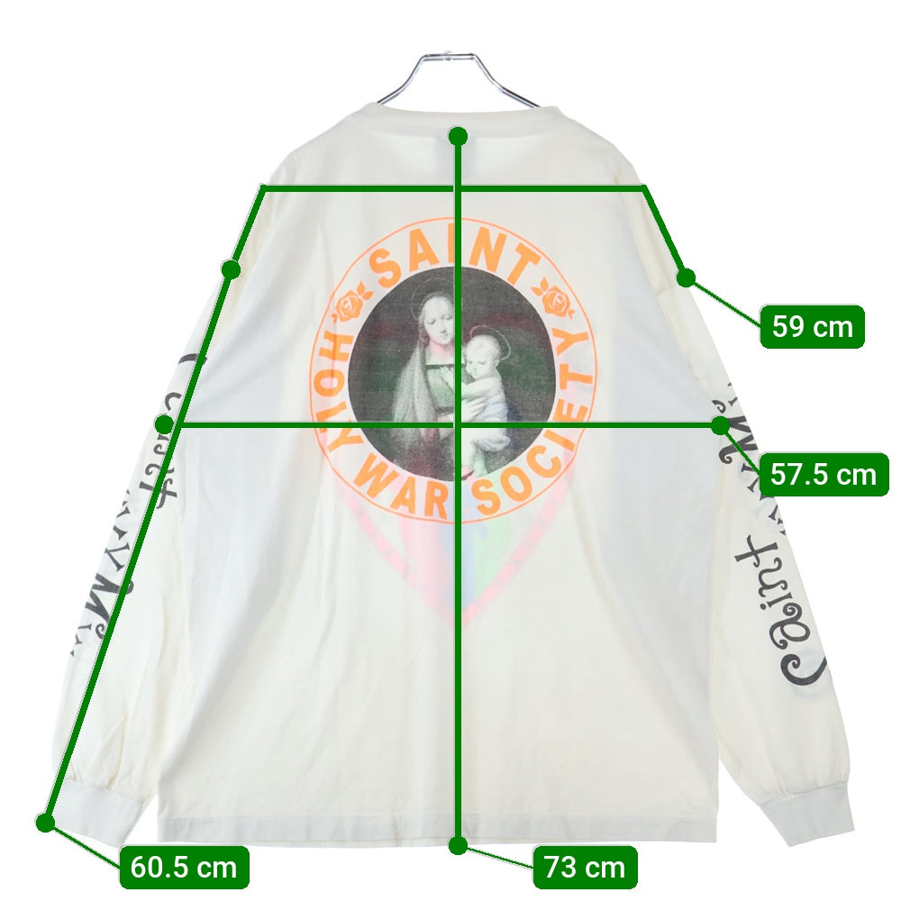 SAINT MICHAEL(セントマイケル) 24SS LS TEE PINK HEART WHITE クルーネック 長袖Tシャツ ホワイト SM-YS8-0000-020