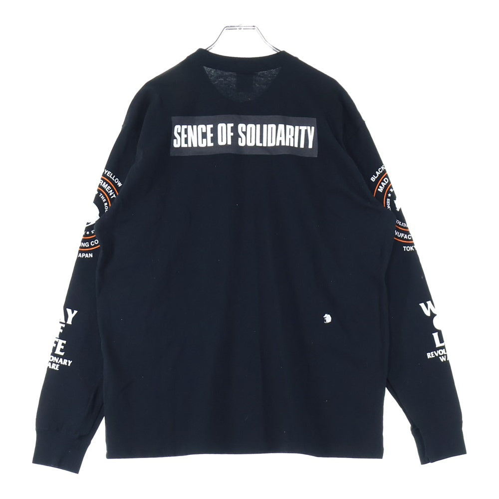 RATS(ラッツ) WAY OF LIFE BLACKANDYELLOW 両面プリント クルーネック 長袖Tシャツ ブラック