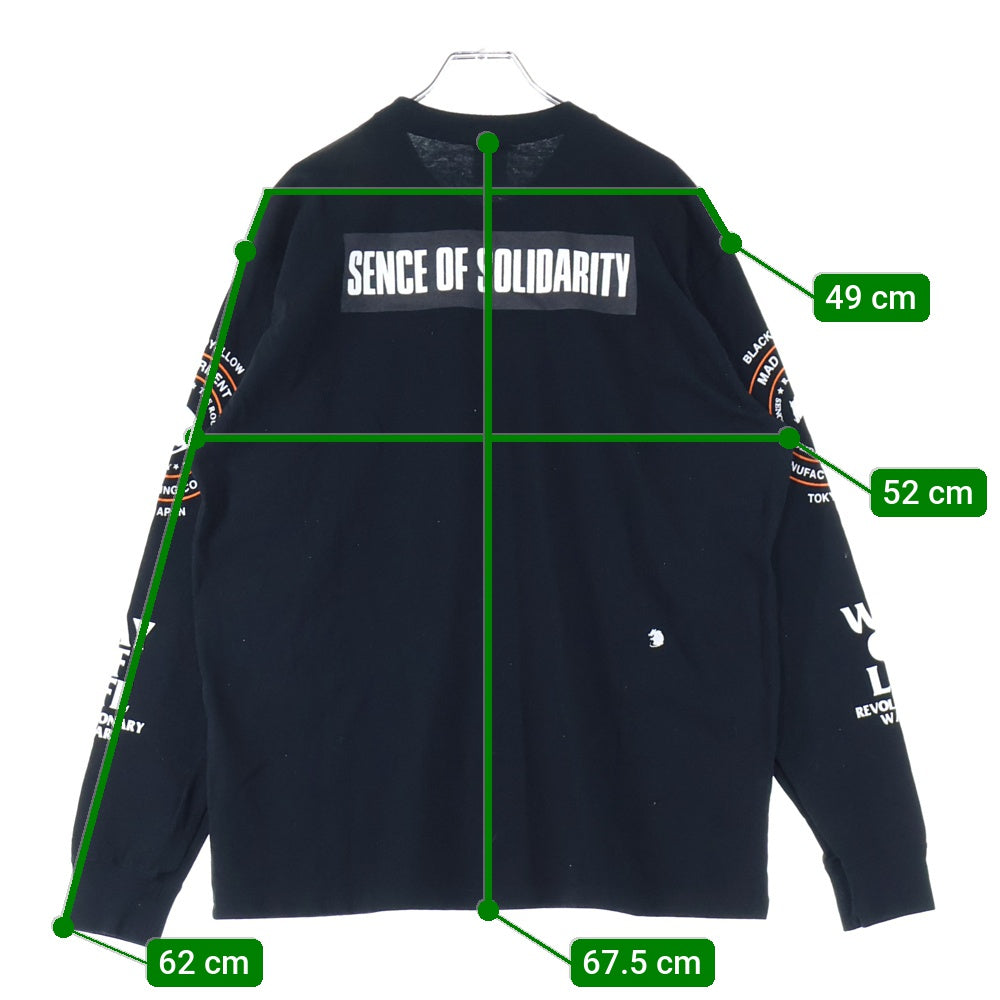 RATS(ラッツ) WAY OF LIFE BLACKANDYELLOW 両面プリント クルーネック 長袖Tシャツ ブラック