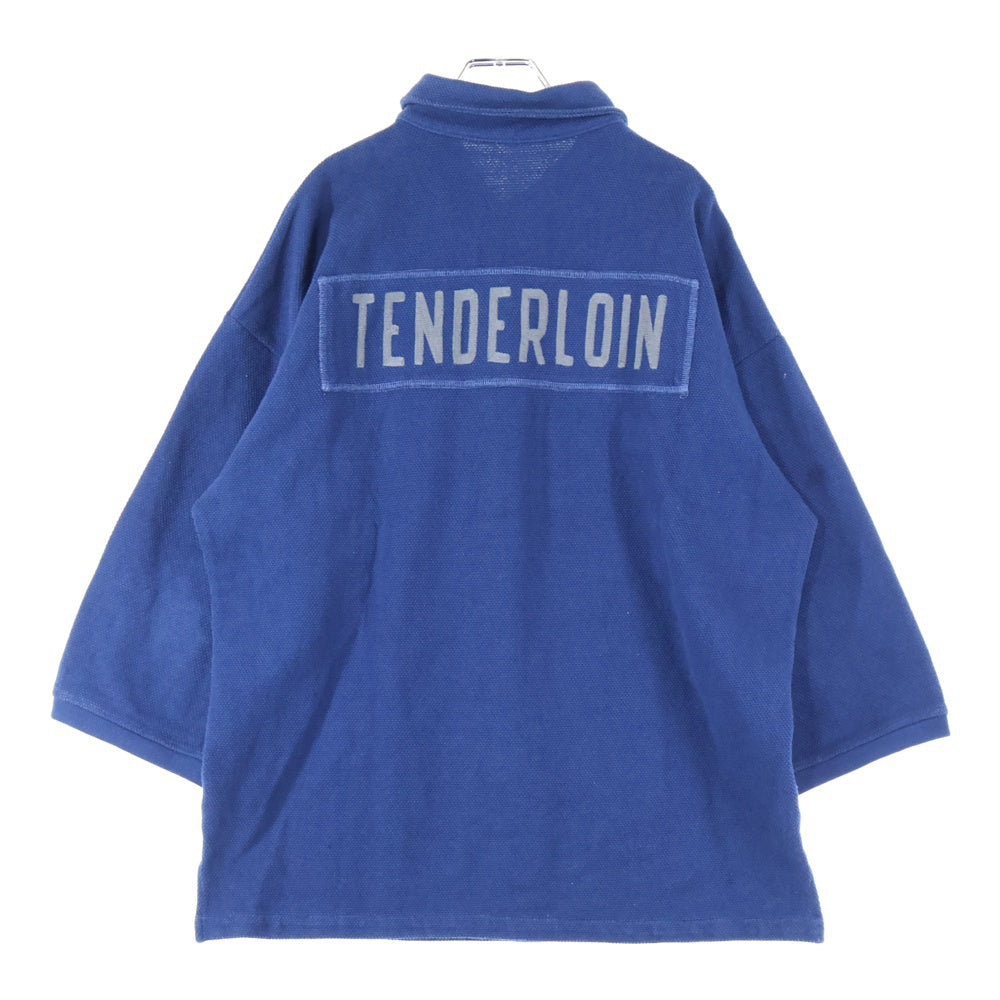 TENDERLOIN(テンダーロイン) MOSS STITCH POLO コットン 半袖ポロシャツ ネイビー