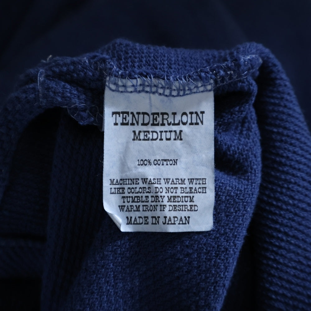 TENDERLOIN(テンダーロイン) MOSS STITCH POLO コットン 半袖ポロシャツ ネイビー