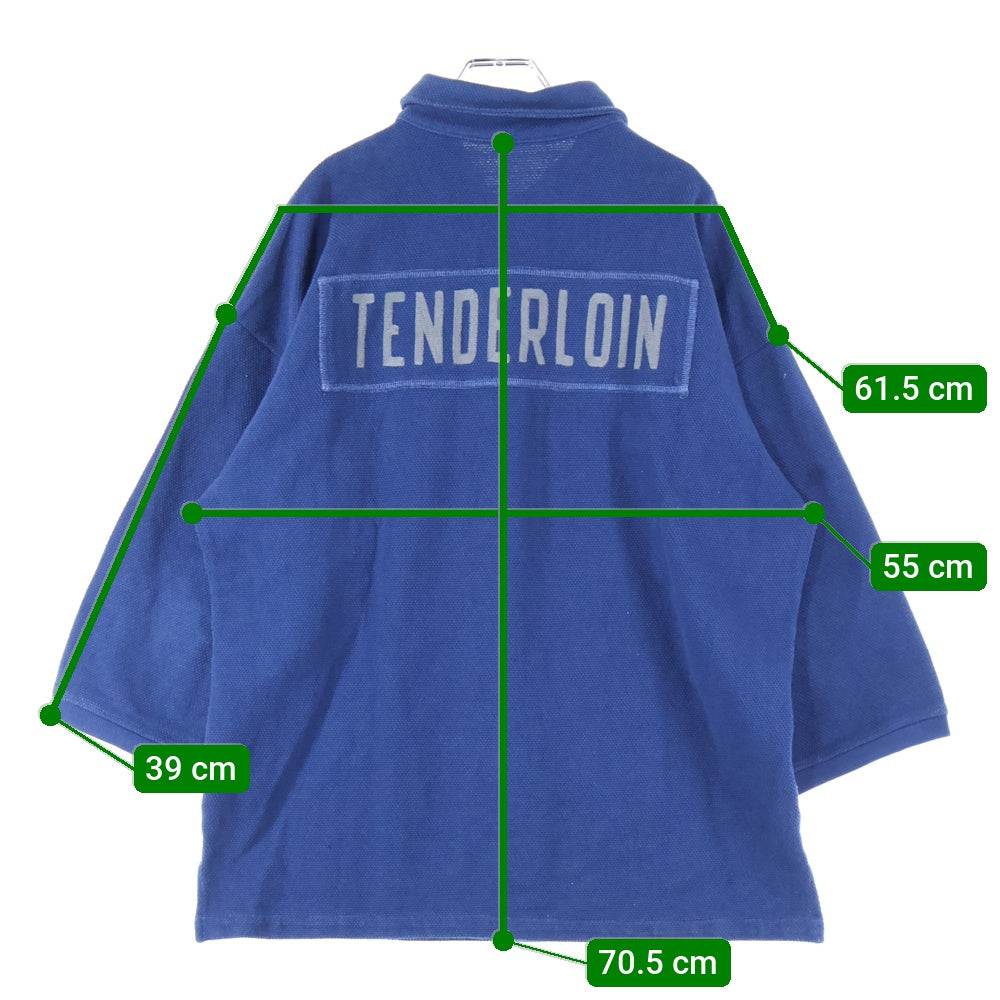 TENDERLOIN(テンダーロイン) MOSS STITCH POLO コットン 半袖ポロシャツ ネイビー