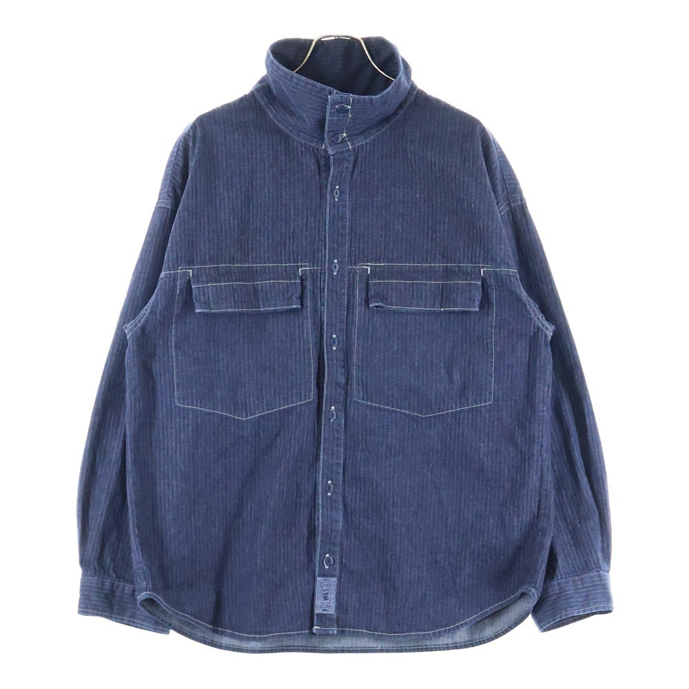 TENDERLOIN(テンダーロイン) DENIM HB MOCK NECK SHT デニム シャツ ヘリンボーン モックネック 長袖シャツ ネイビー