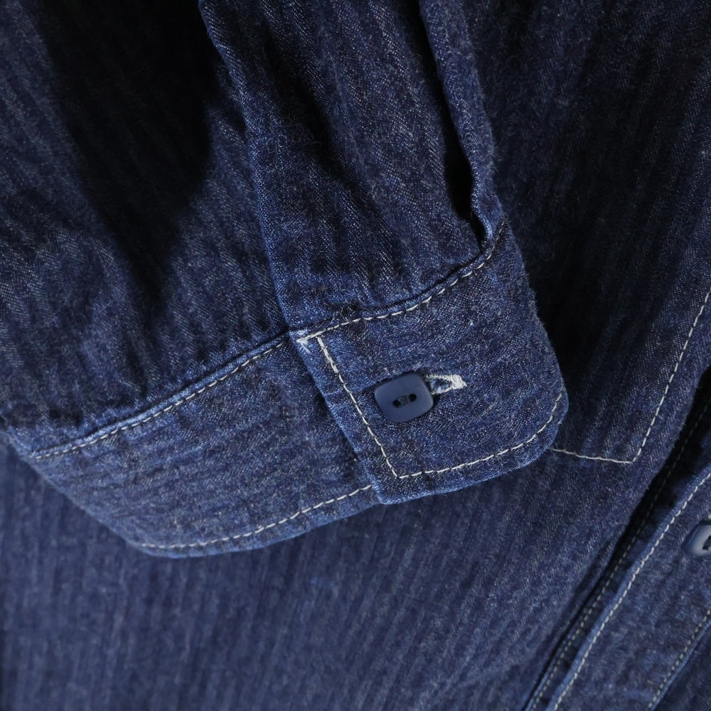 TENDERLOIN(テンダーロイン) DENIM HB MOCK NECK SHT デニム シャツ ヘリンボーン モックネック 長袖シャツ ネイビー