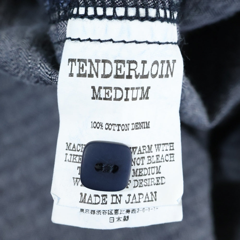 TENDERLOIN(テンダーロイン) DENIM HB MOCK NECK SHT デニム シャツ ヘリンボーン モックネック 長袖シャツ ネイビー