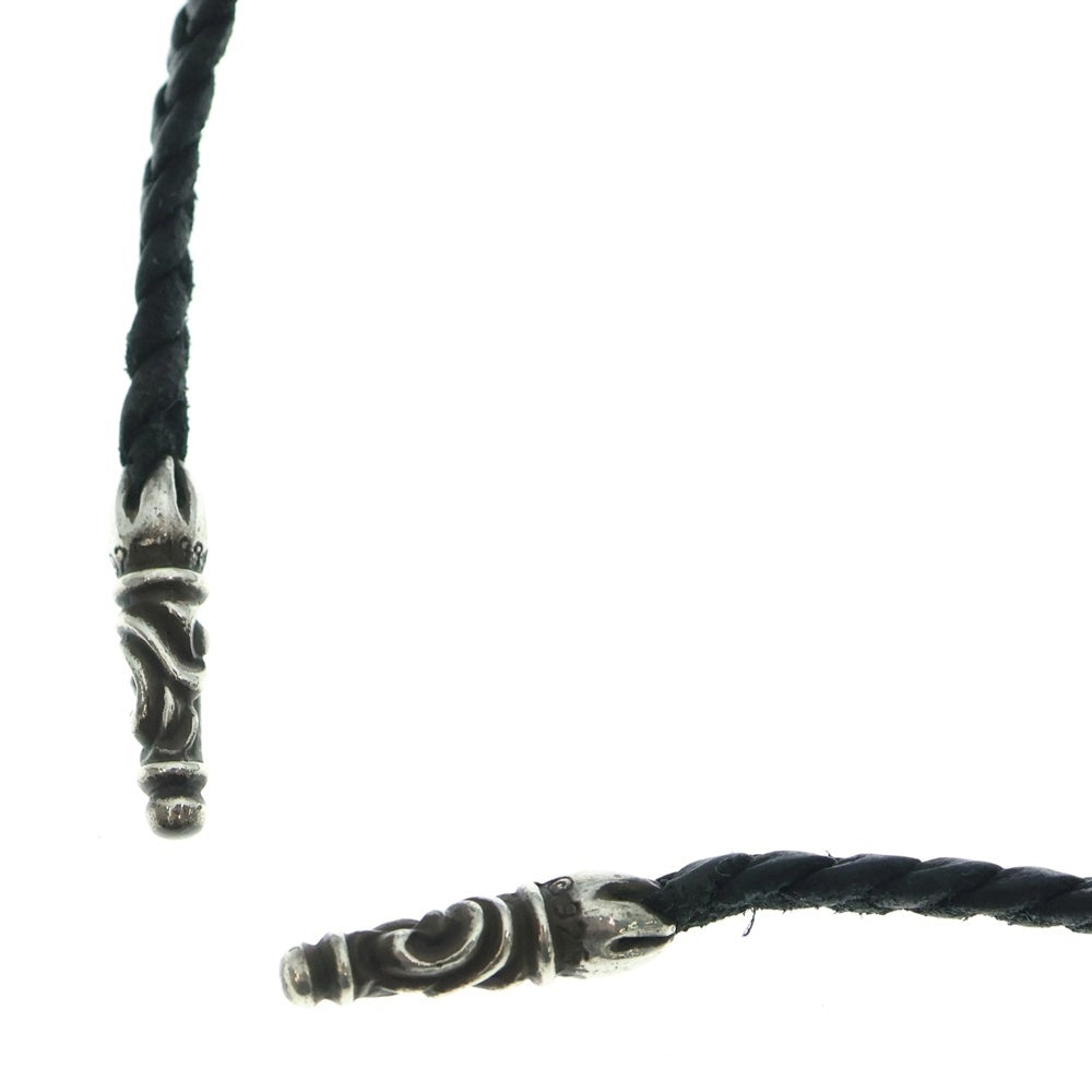 CHROME HEARTS(クロムハーツ) LEATHER BRAID スクロールレザーブレード ネックレス ブラック/シルバー