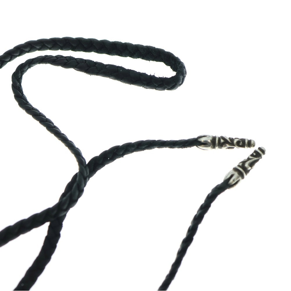 CHROME HEARTS(クロムハーツ) LEATHER BRAID スクロールレザーブレード ネックレス ブラック/シルバー