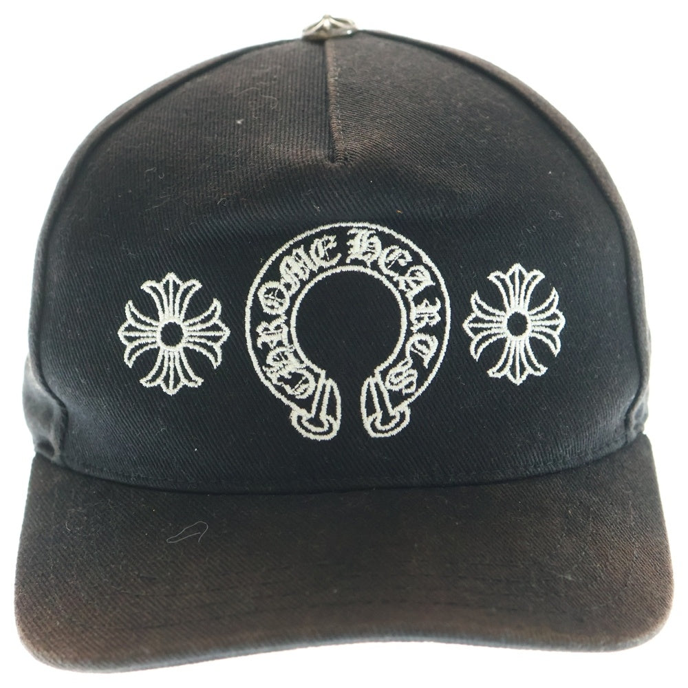 CHROME HEARTS(クロムハーツ) Horseshoe Cross Baseball Cap ホースシュー クロス刺繍 ベースボールキャップ ブラック